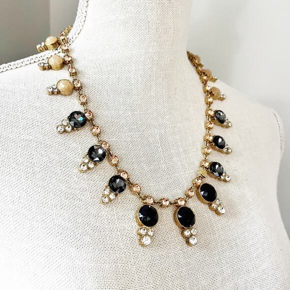 Ann Taylor Gray & Blush Stone Crystal Statement Necklace - Picture 5 of 8